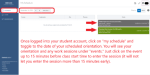 screenshot of orientation sessions within K12