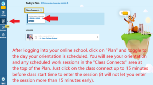 screenshot of orientation sessions within K12